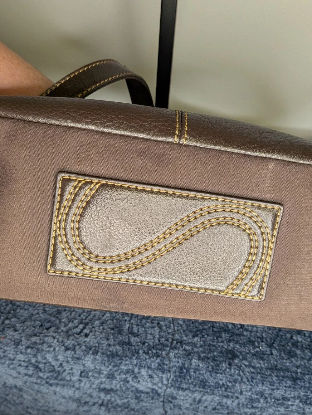 The Sak Brown Leather Slouchy Shoulder Bag with Contrast Stitching